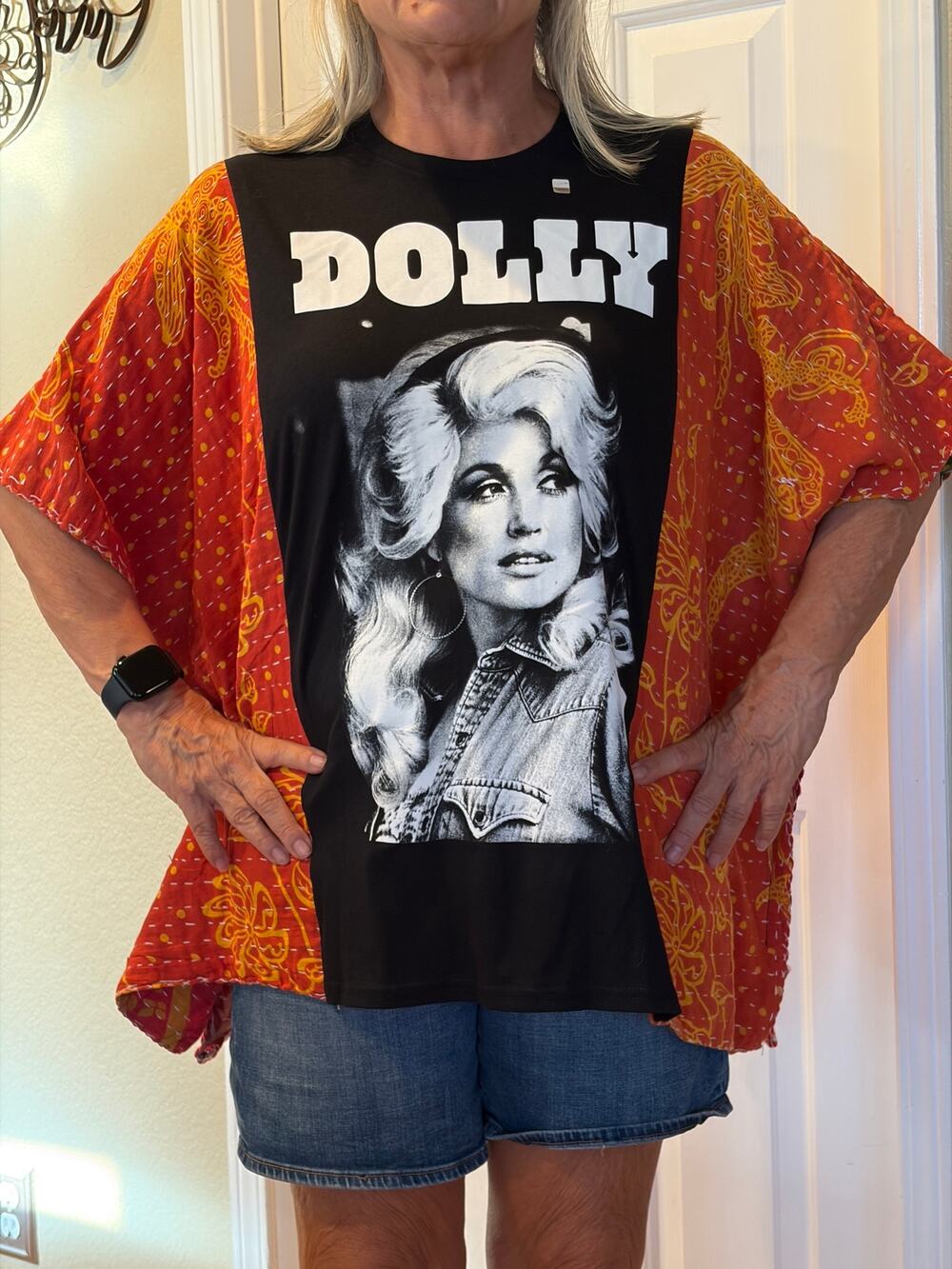 Dolly Parton Upcycled Kantha Tunic Top Shirt OS Handmade Boho